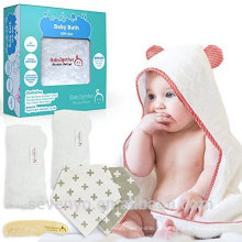 Serviette à capuche 100% bio en fibre de bambou très absorbante avec des oreilles d&#39;ours rose